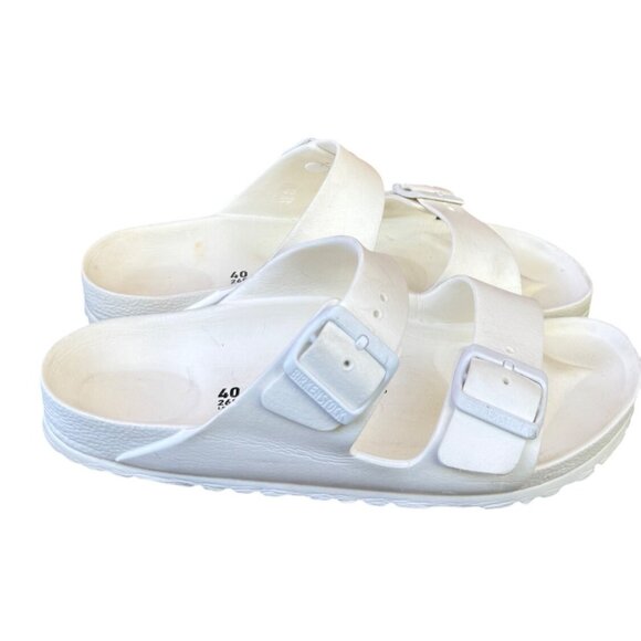 Birkenstock Arizona EVA Sandals Sz EU 40 US L 9 M 7 White Double Strap Narrow - Picture 1 of 12